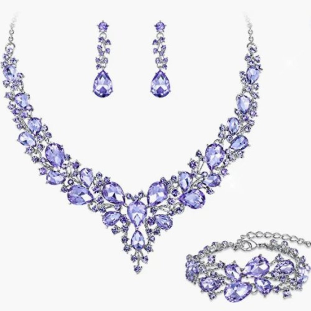 NEW Sparkling Bling Swarovski Crystal Rhinestone Wedding Necklace Set + …